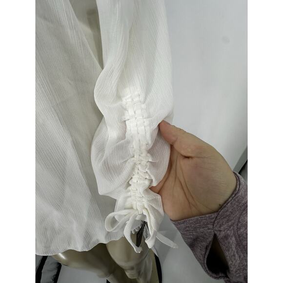 NEW ALYX Small Women Pullover 2in1 Blouse Top Gathered 3/4 Sleeve S021 - Picture 5 of 9